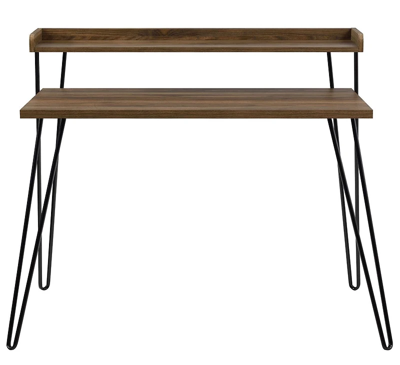 Ameriwood Home Haven Retro Computer Desk with Riser, Olive Green with Gold Legs