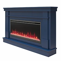 Novogratz Waverly Wide Mantel with Linear Electric Fireplace & Crystal Ember Bed, White Marble