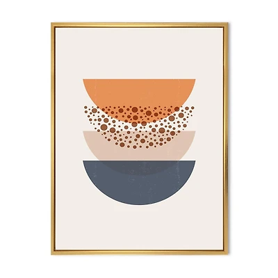 Designart Géométrie abstraite du soleil et de la lune en bleu et orange ART MURAL À CADRE FLOTTÉ