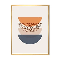 Designart Géométrie abstraite du soleil et de la lune en bleu et orange ART MURAL À CADRE FLOTTÉ