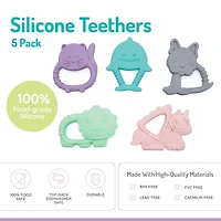 Silicone Teethers 5 Pack, Teething Rings