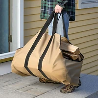 Firewood Bag Extra Large Heavy Duty 31 x 11 x 22 in. Tan