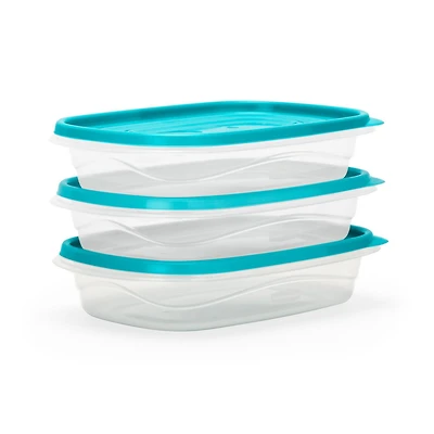 Contenants de conservation des aliments TakeAlongs de Rubbermaid, 946 mL (4 tasses), contenants pour préparation des repas, contenants pour aliments avec couvercles, bleu-turquoise en série