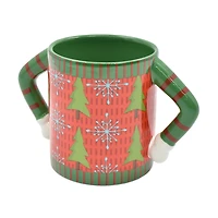 HOLIDAY TIME X'MAS TREE & SNOWFLAKE DESIGN UGLY SWEATER MUG