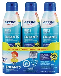 Equate Kids SPF 50+ Continuous Spray Sunscreen, 3 x 177mL