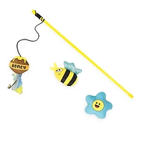 One Paw, Jouet Dangleur au Miel, Lot de 3, Canne et Jouets en Peluche pour Chat Paquet de 3 Jouets d'Été avec Canne et Peluche