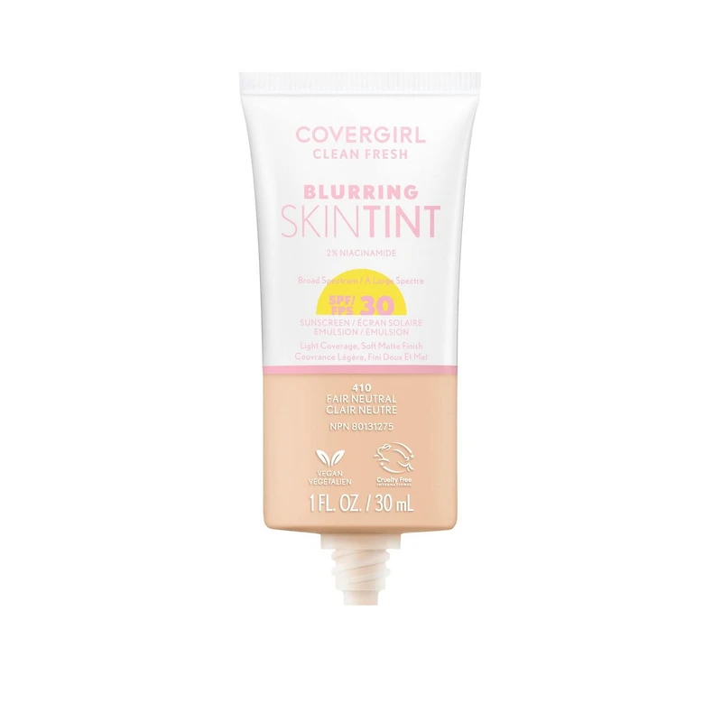 Fond de teint liquide Clean Fresh Blurring Skin Tint, Fini mat doux, Lisse, Illumine, Estompe les pores, Écran solaire minéral, Formule végétalienne