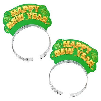 Serre-tête diadème vert du Nouvel An avec inscription « Bonne année », 2 pièces, décorations festives, une façon originale de célébrer avec style, adulte