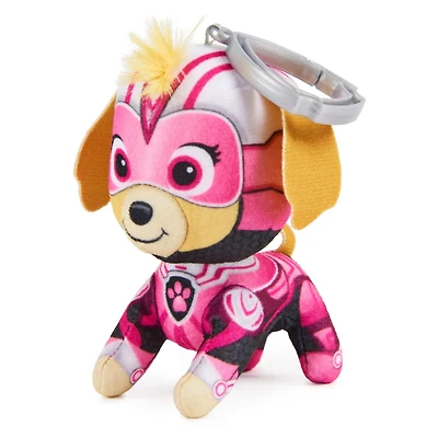 PAW Patrol : La Super Patrouille le film, Peluche Stella Super Patrouille de 10 cm, animaux en peluche miniatures avec attache pour porte-clés, jouets pour garçons et filles à partir de 3 ans