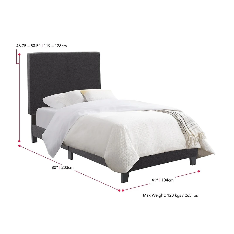 Lit Juniper en tissu noir, simple