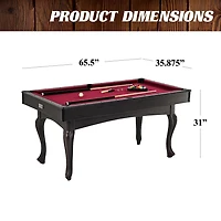 Table de billard Charleston Red Drop Pocket de 5,5 pieds, ensemble de boules de billard et de queues de billard inclus, par Barrington Billiards