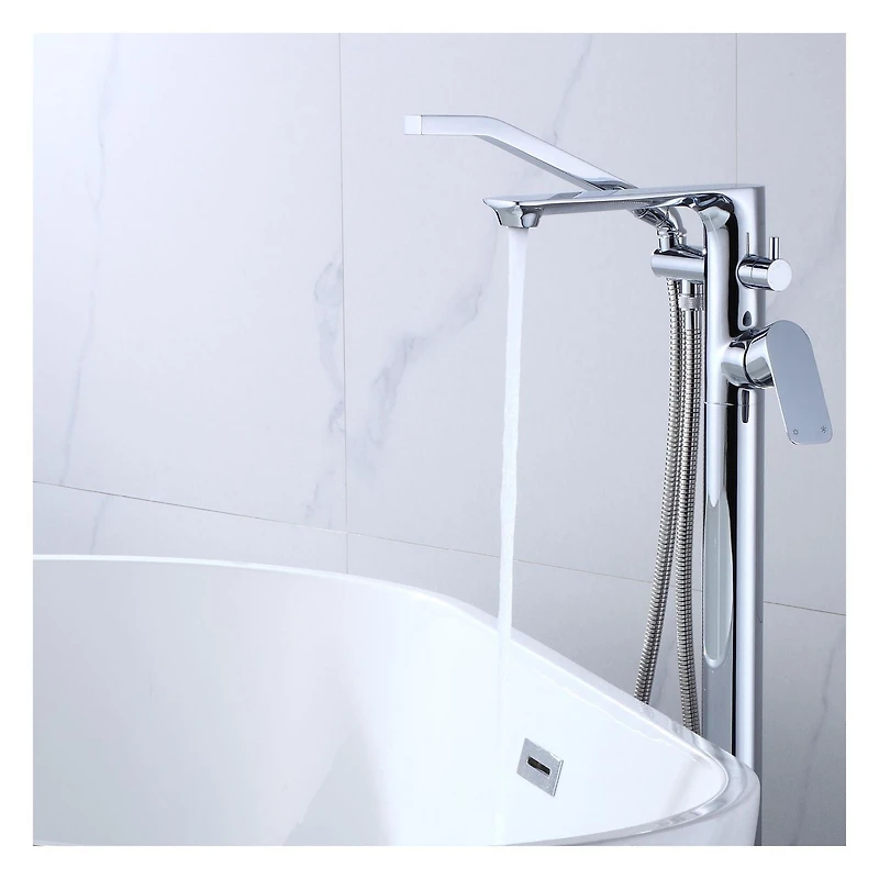 Robinet de baignoire autoportant ELENA d'akuaplus® avec douche à main 2 voies