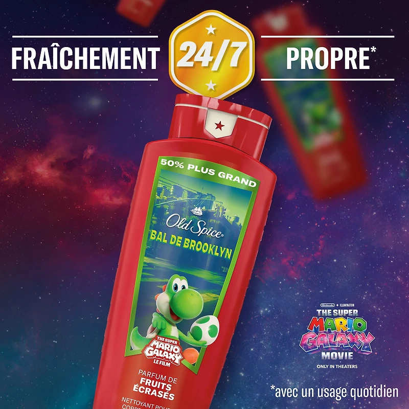 Old Spice Body Wash for Men, Brooklyn Bounce, Scent of Smashed Fruit, Old Spice x The Super Mario Galaxy Movie, 24/7 Shower Fresh