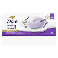 Dove Pain de Beauté Savon pour une peau hydraté Huile de Lavande relaxante & Camomille apaise la peau sèche 106g (Paquet de 6)