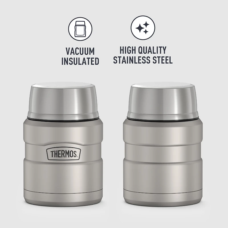 Thermos Stainless King Pot alimentaire isotherme sous vide avec cuillère, 453,6 g, acier inoxydable mat Contenant à aliments