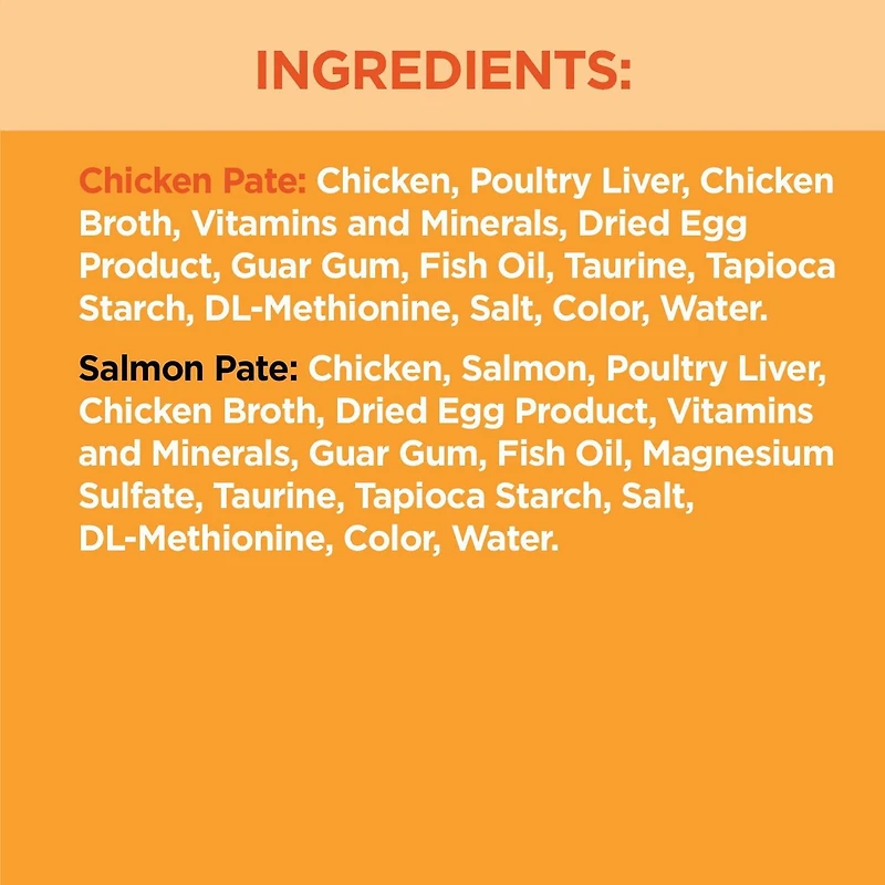 IAMS Perfect Portions Pâté Healthy Adult Recette au poulet et Recette au saumon sans céréales 12x75g