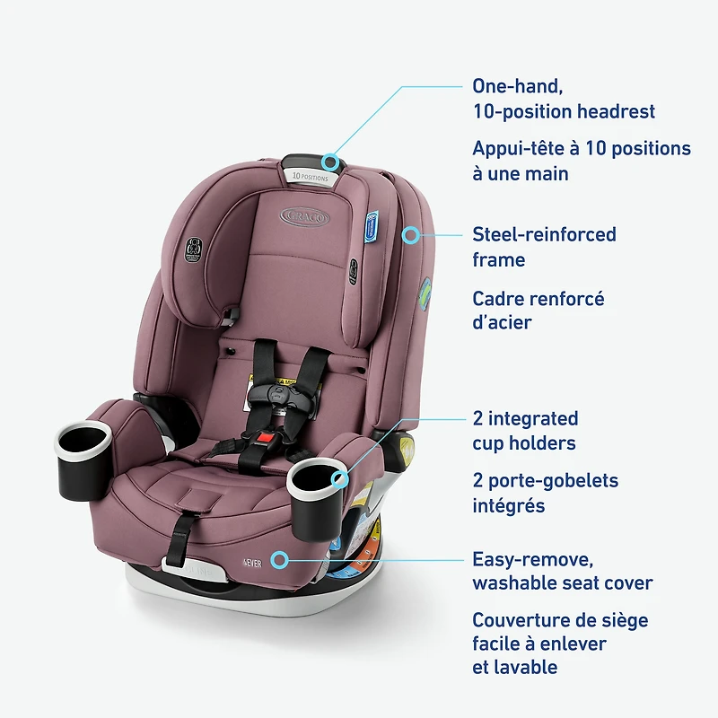 Siège d'auto 4-en-un convertible 4Ever de Graco - Polyvalent, confortable et sûr pour les bébés jusqu'aux préadolescents, 1,8 à 54 kg (4 à 120 lb) Chelsea