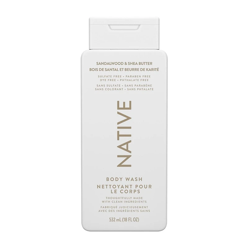 Native – Nettoyant pour le corps Bois de santal et beurre de karité 532 ML