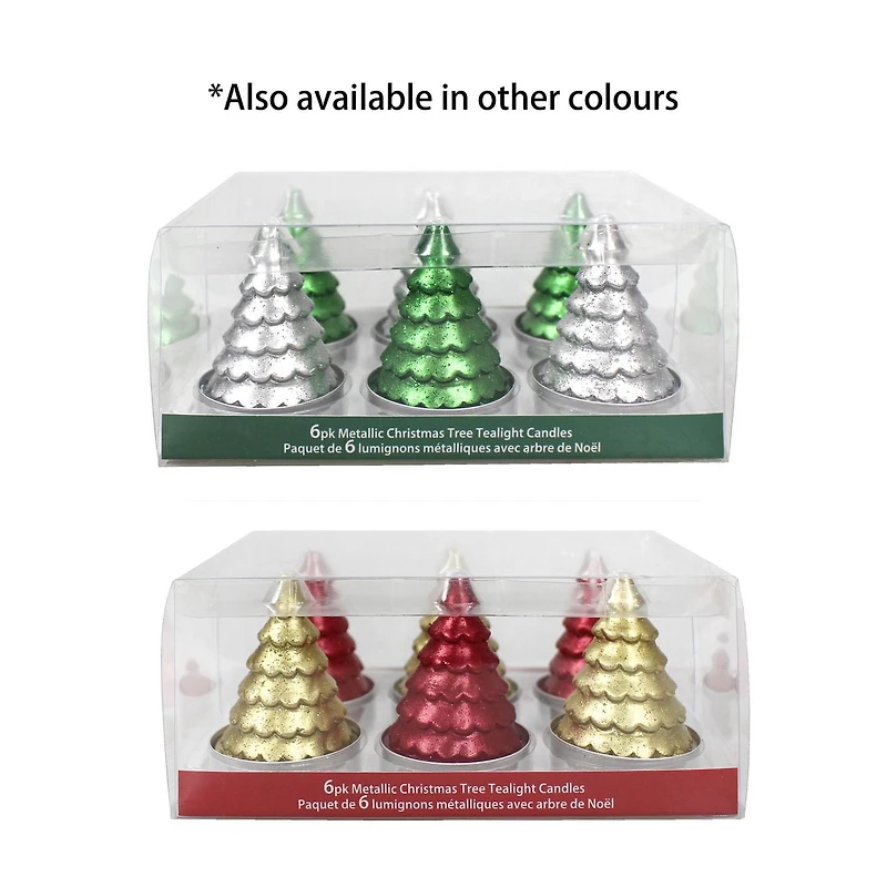 6pk Metallic Christmas Tree Tealight Candles