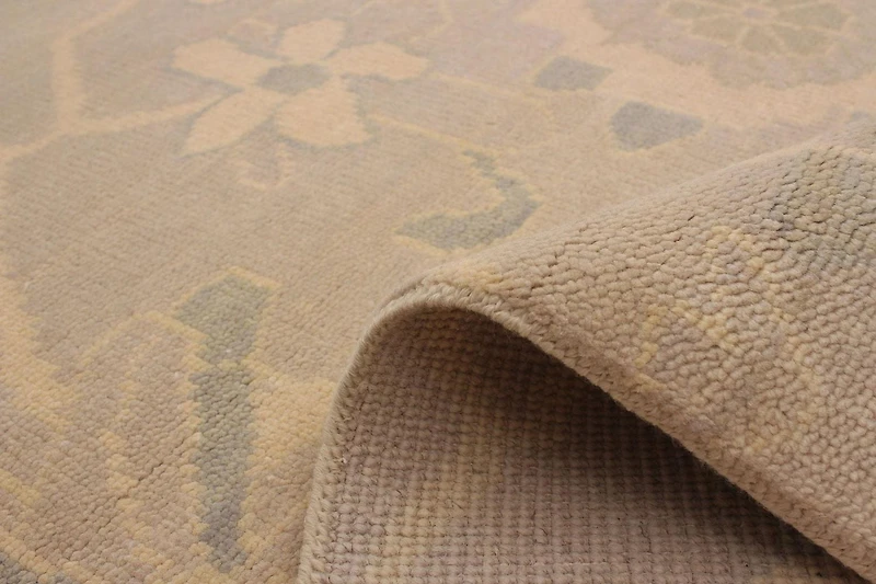 ECARPETGALLERY 5'2" x 7'10"  Floral Finest Oushak Hand-knotted Area Rug for Living Room, Dining Room and Bedroom in Ivory