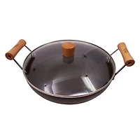 Wok en fer anodisé Verka (Karahi) 28 cm à deux oreilles avec couvercle Gamme infinie de plats
