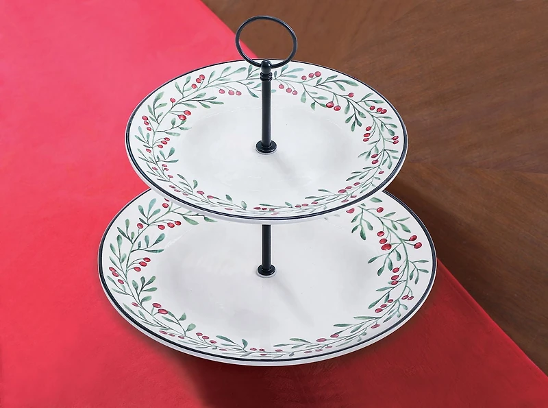Holiday Time 2-Tier Serving Plate