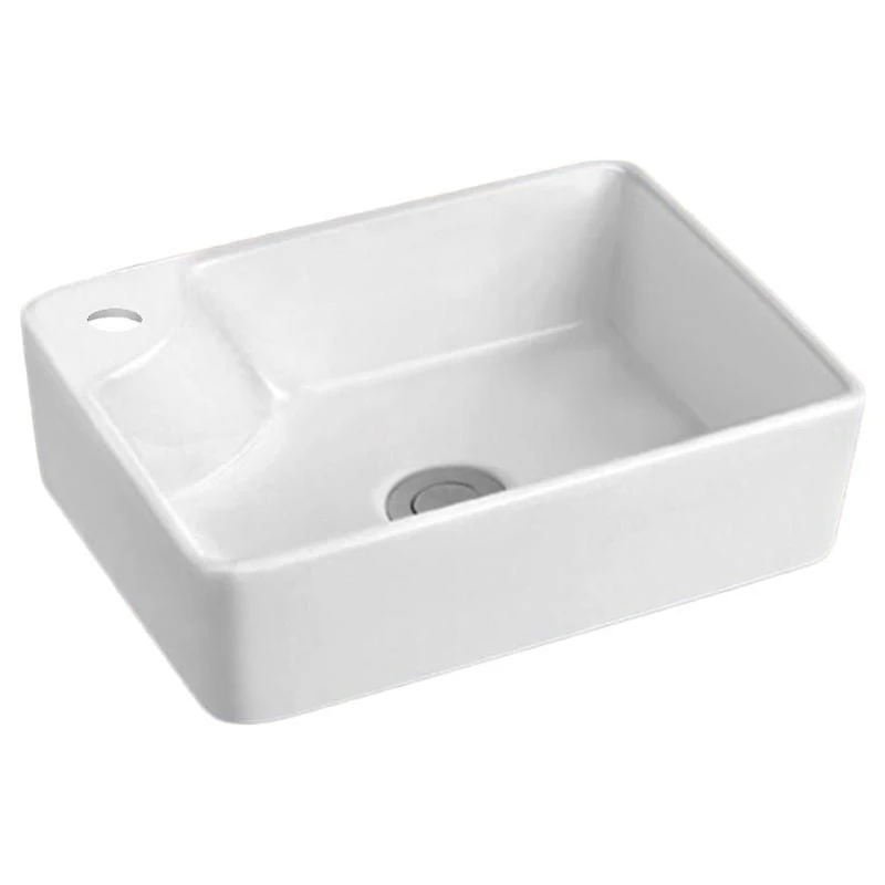 American Imaginations 17.5-in. W Above Counter White Bathroom Vessel Sink For 1 Hole Left Drilling AI-28199