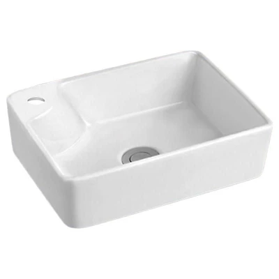 American Imaginations 17.5-in. W Above Counter White Bathroom Vessel Sink For 1 Hole Left Drilling AI-28199