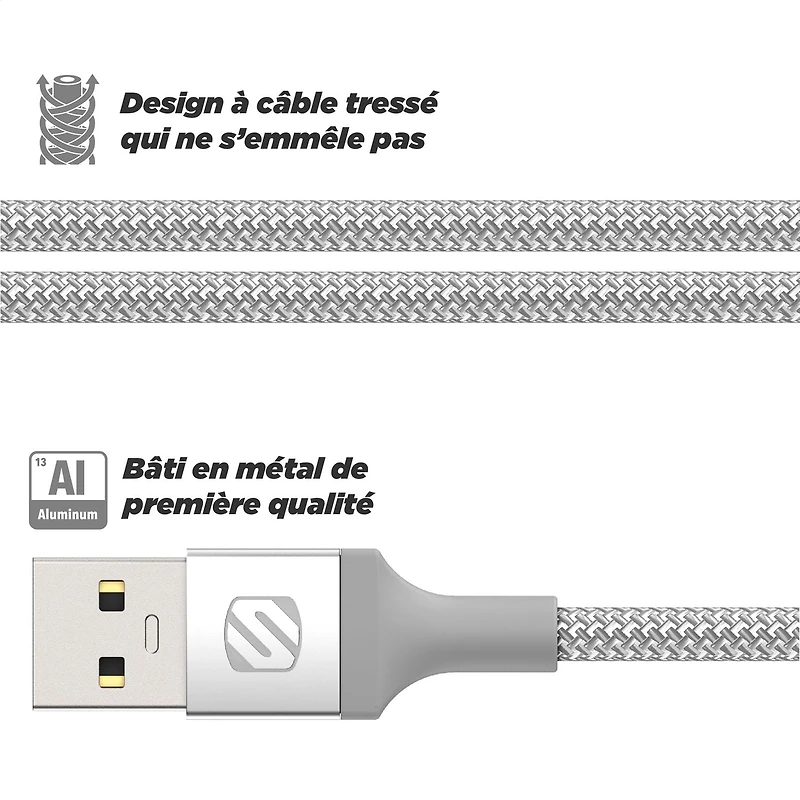Scosche CAB4SR-SP Fil de chargement et sync tressé pour dispositifs USB-C