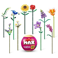 MAX Build More Premium Flowers Building Bricks (Assorted) Novelty Unboxing Toy Collectible Mini's by ZURU, flowers, capsule, collection
