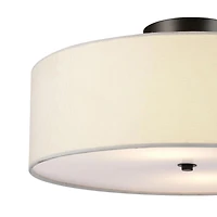 Globe Electric Kyle 2-Light Metal Flush Mount Ceiling Light, Dark Bronze, White Linen Shade, 60315