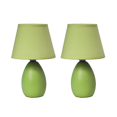 Simple Designs Mini Egg Oval Ceramic Table Lamp 2 Pack Set