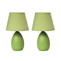 Simple Designs Mini Egg Oval Ceramic Table Lamp 2 Pack Set