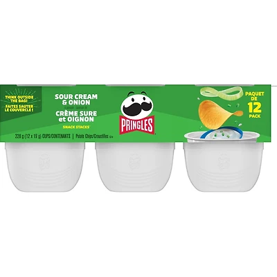 Pringles Snack Stacks Saveur de crème sure et oignon, 12x19g 12x19g