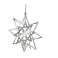 Christmas Spinning Silver Star Metal Ornament Snowflake - Set of 12