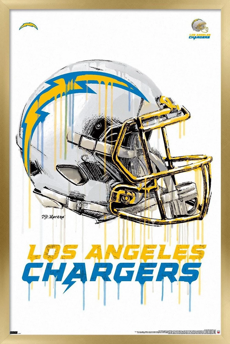 NFL Los Angeles Chargers - Drip Helmet 20 Wall Poster, 14.725" x 22.375" Framed