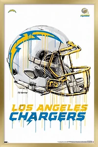 NFL Los Angeles Chargers - Drip Helmet 20 Wall Poster, 14.725" x 22.375" Framed