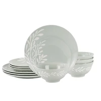 Mainstays Emelie Green 12-Piece Stoneware Dinnerware Set