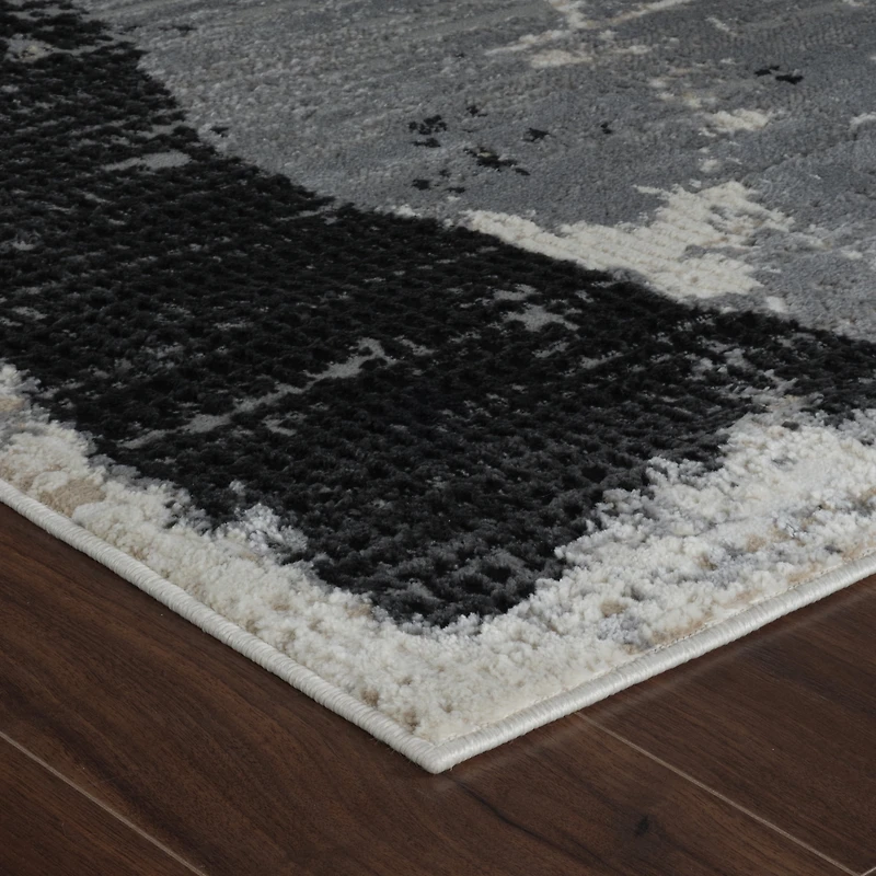 Rug Branch Nomad Abstract Indoor Area Rug, Black Beige, Modern - Living Room, Bedroom, Dining Room, and Kitchen