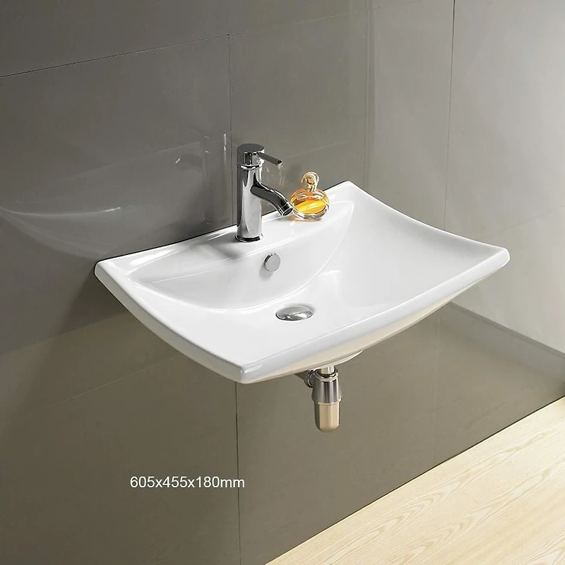 American Imaginations 23.8-in. W Wall Mount White Bathroom Vessel Sink For 1 Hole Center Drilling AI-28413