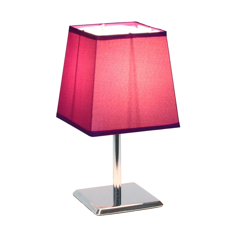 Simple Designs Mini Chrome Table Lamp with Squared Empire Fabric Shade
