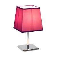 Simple Designs Mini Chrome Table Lamp with Squared Empire Fabric Shade