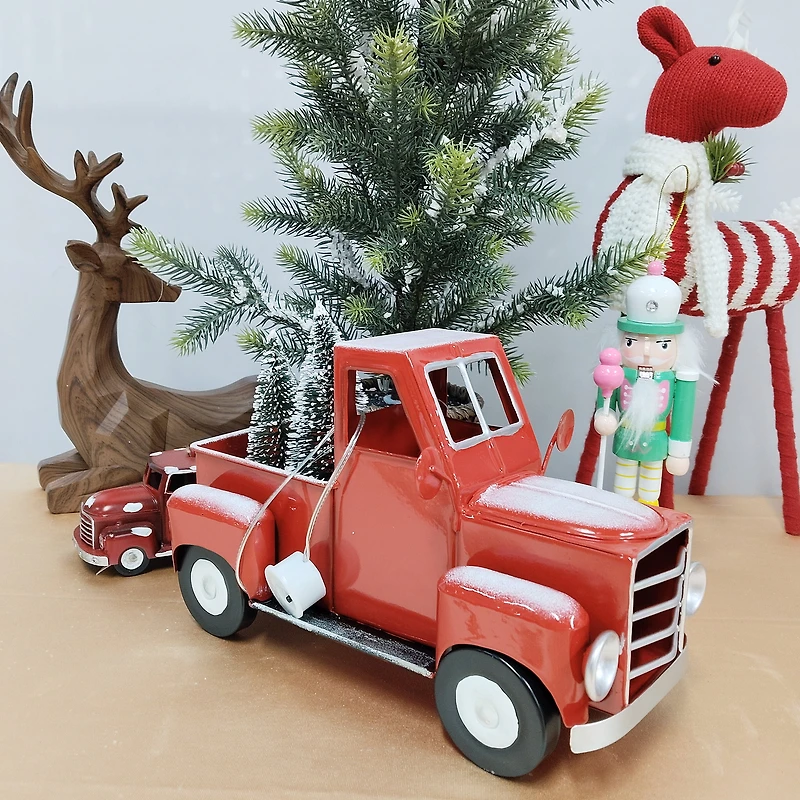Holiday Time Lighted Red Truck with tree Decor, Holiday Time Lighted Red Truck with tree