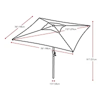 CorLiving 6.5ft x 6.5ft Square Durable Fabric Canopy Tilting Outdoor Umbrella with Steel Frame and Fillable Base