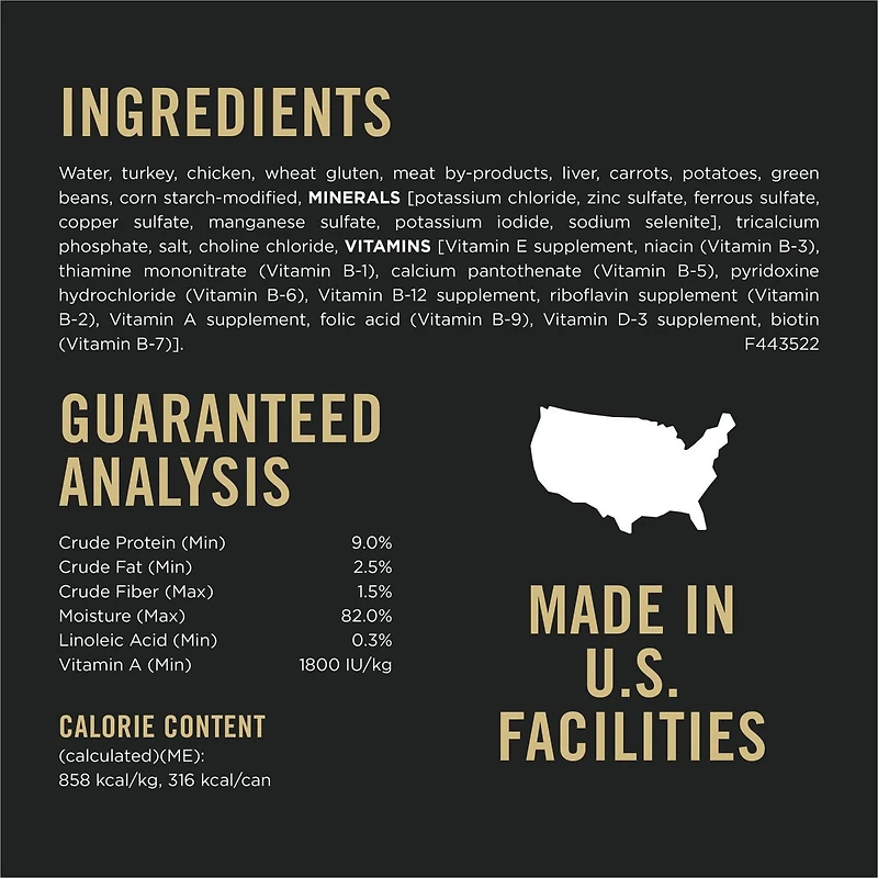 Purina Pro Plan Complete Essentials Turkey & Vegetables Entrée Slices in Gravy, Wet Dog Food 368 g