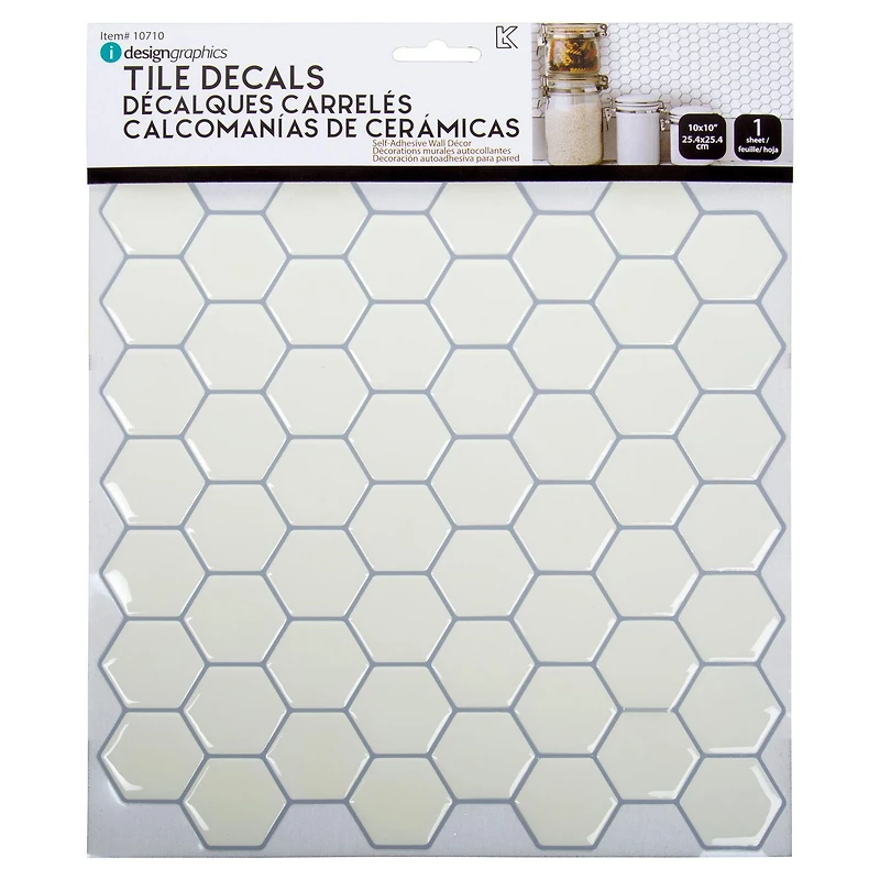 Truu Design 6-Piece Hexagon Self-Adhesive Peel and Stick Wall Tiles