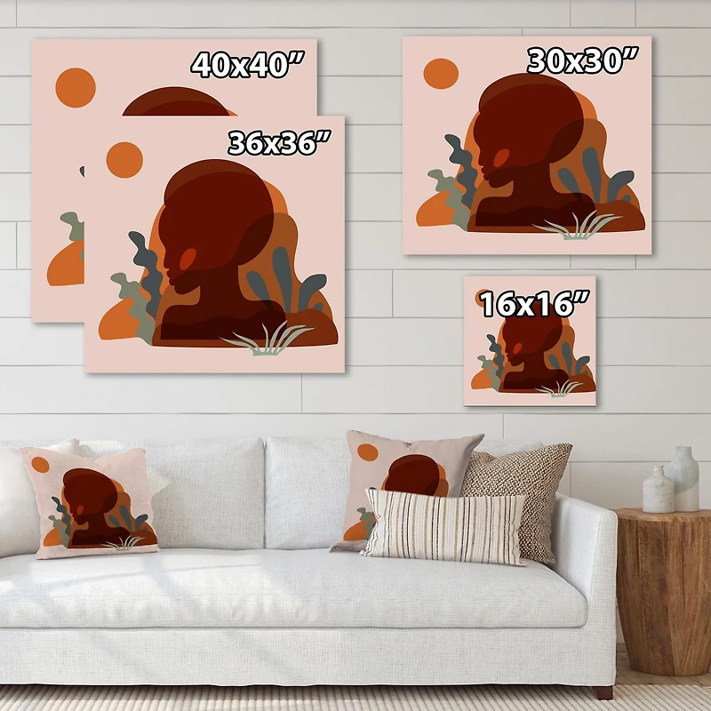 Designart Minimal Silhouette Of Afro American Woman Canvas Wall Art
