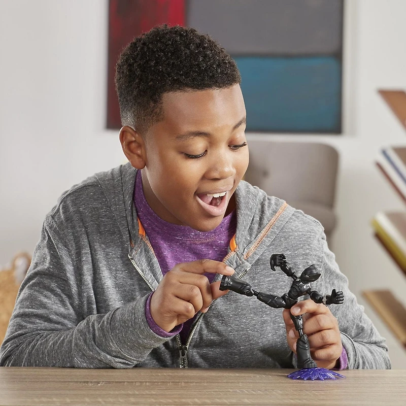 Marvel Avengers Bend And Flex Action Figure Toy, 6-Inch Flexible Black Panther Figure, Includes Blast Accessory
