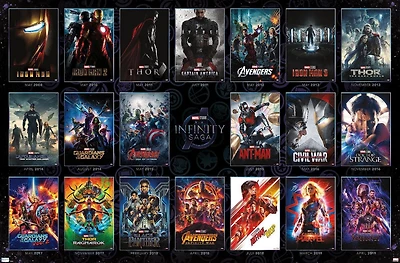 Marvel Avengers: The Infinity Saga - One Sheet Grid Wall Poster, 22.375" x 34" Framed