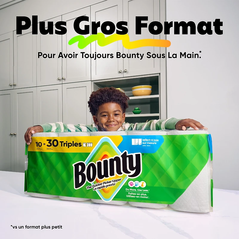 Essuie-tout Bounty Sur mesure, blanc, 4 rouleaux doubles par rouleau 4CT